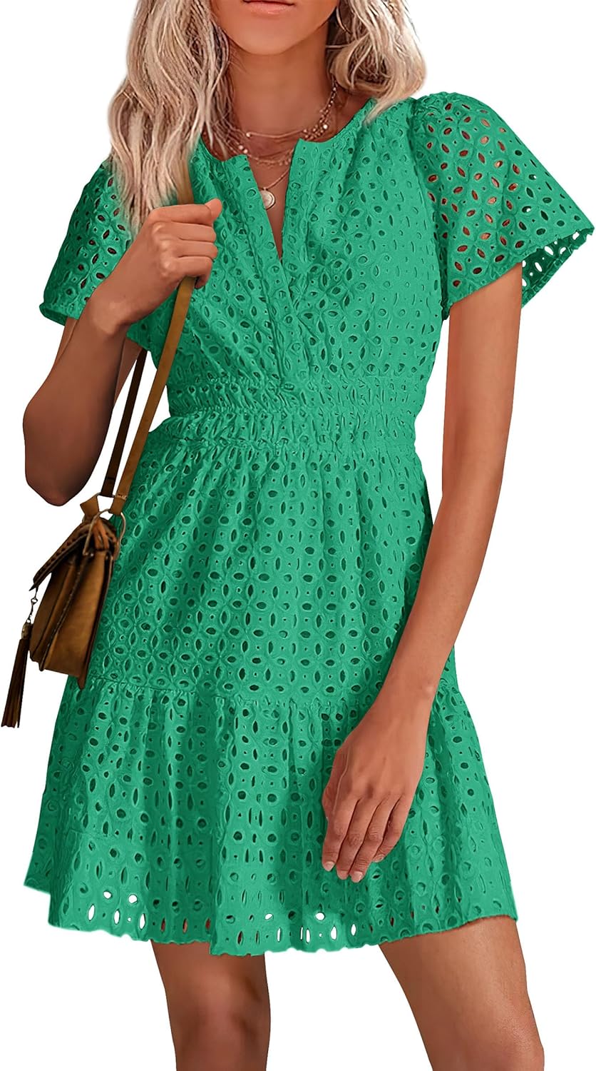 Giulia Vestito Donna Estivo – Pizzo Sangallo, Scollo V, A-Line Mini Elegante