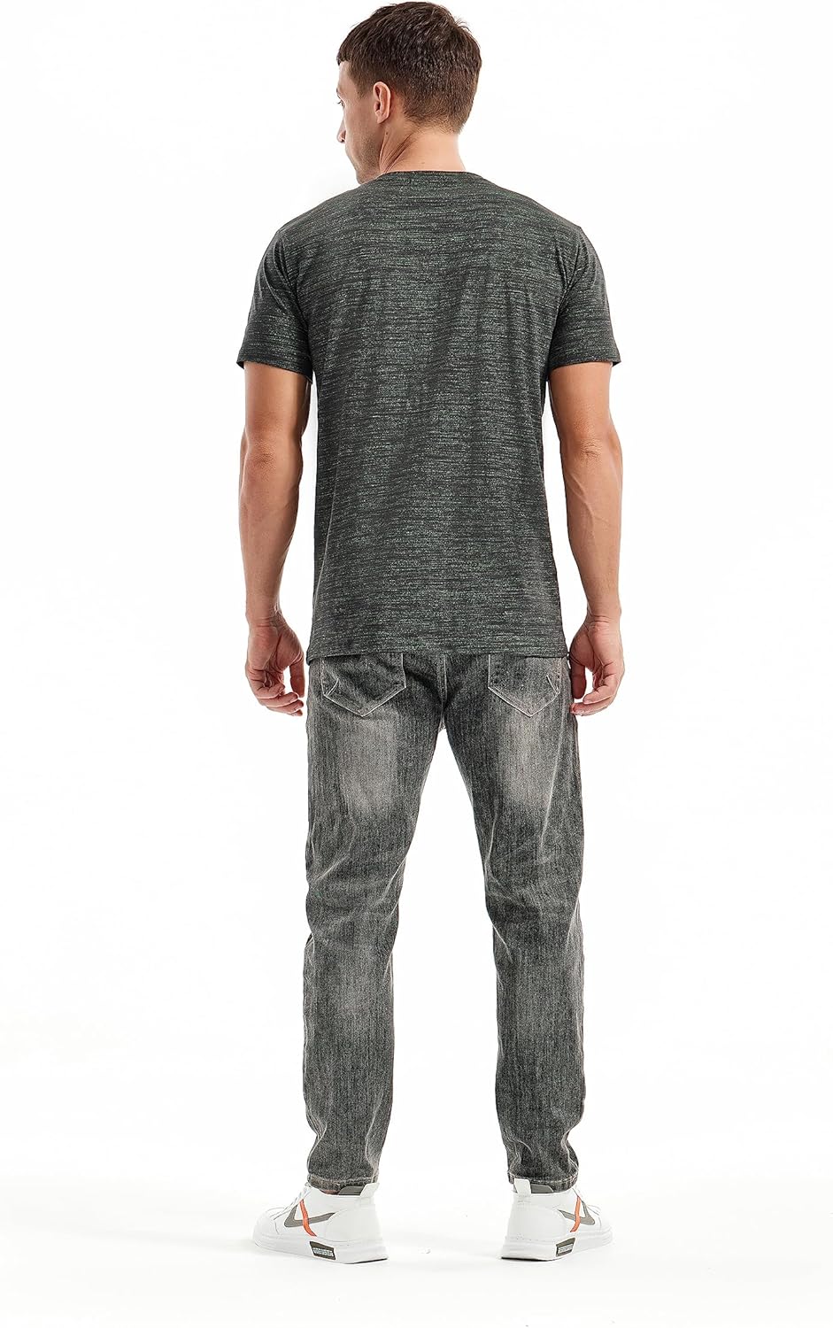 Matteo T-Shirt Uomo con Scollo a V – Maglietta Elasticizzata Casual in Cotone
