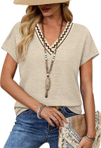 Francesca T-Shirt Femme – Col V, Top Décontracté Élégant, Manches Courtes Estival