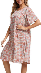 Marta Vestido para Casa Mujer – Vestido Cómodo de Algodón, Botones y Bolsillos para Relajarse