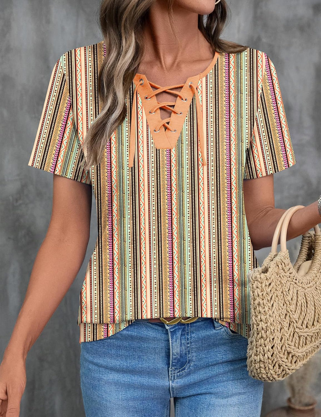 Giorgia Maglia Donna – Scollo V Incrociato, Maniche Corte, Casual Elegante Estiva