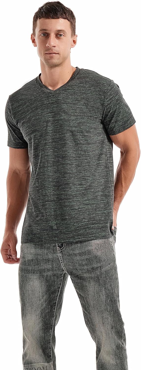 Matteo T-Shirt Uomo con Scollo a V – Maglietta Elasticizzata Casual in Cotone