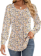 Chiara Blusa Donna – Tunica Plissettata, Maniche Lunghe Puff, Casual Elegante