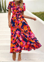 Madriana Women's Maxi Floral Dress – V-Neck, Wrap, Slit, A-Line Summer