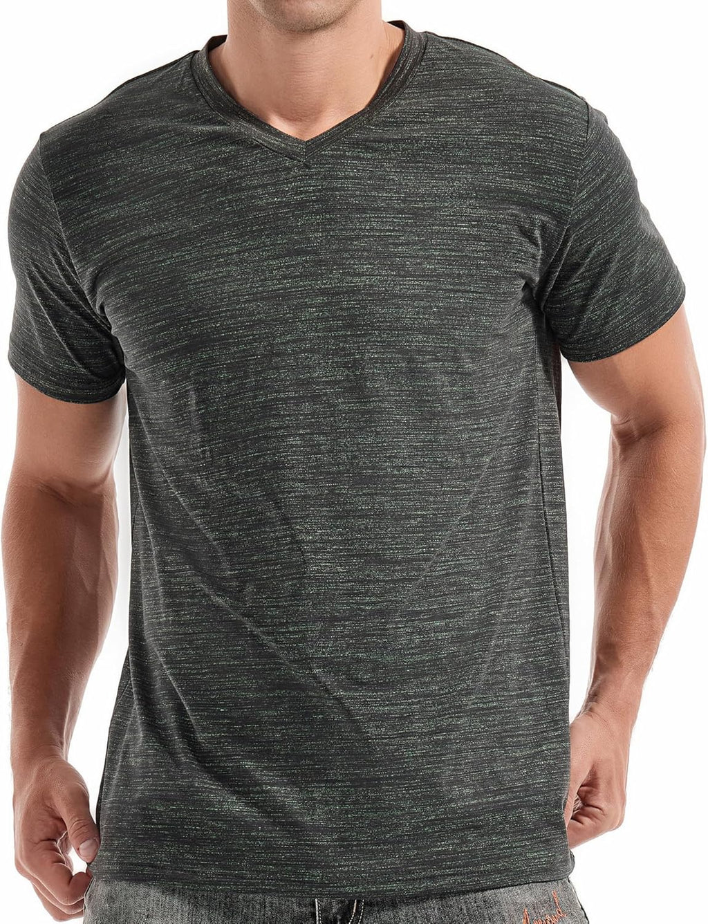 Matteo T-Shirt Uomo con Scollo a V – Maglietta Elasticizzata Casual in Cotone