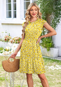Marjorie Abito Donna Floreale – Maniche Corte, A Balze, A-Line, Tasche Estivo