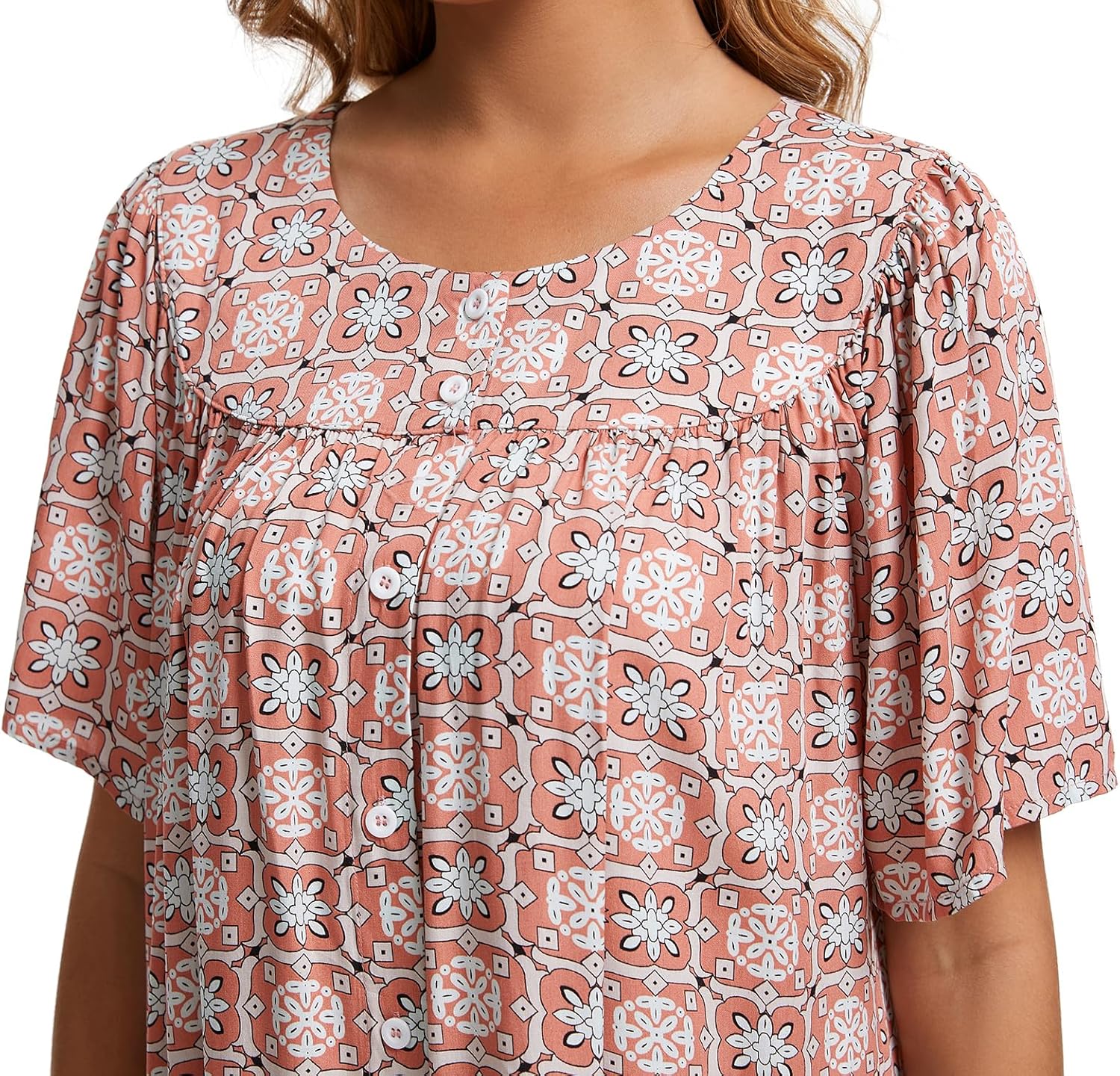 Marta Vestido para Casa Mujer – Vestido Cómodo de Algodón, Botones y Bolsillos para Relajarse