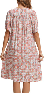 Marta Vestido para Casa Mujer – Vestido Cómodo de Algodón, Botones y Bolsillos para Relajarse