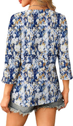 Claudia Tunica Donna – Scollo V, Maniche 3/4, Blusa Casual Loose Fit Base
