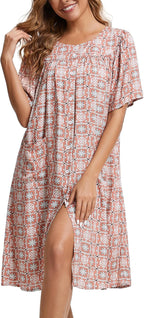 Marta Vestido para Casa Mujer – Vestido Cómodo de Algodón, Botones y Bolsillos para Relajarse