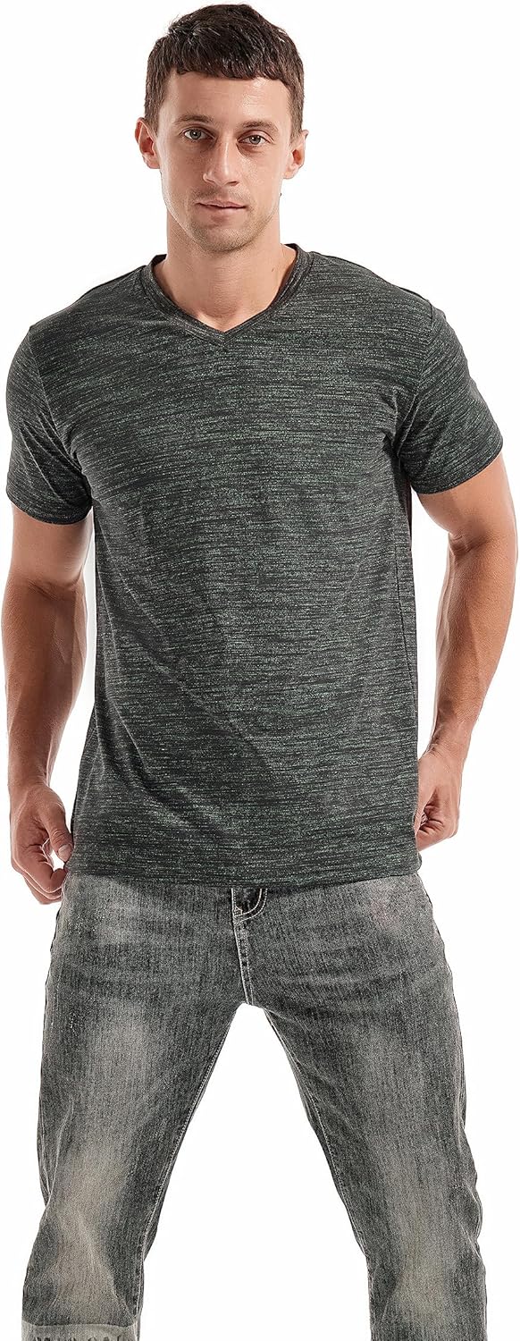 Matteo T-Shirt Uomo con Scollo a V – Maglietta Elasticizzata Casual in Cotone
