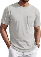 Matteo T-Shirt Uomo in Cotone con Taschino – Maglietta Casual Girocollo a Maniche Corte