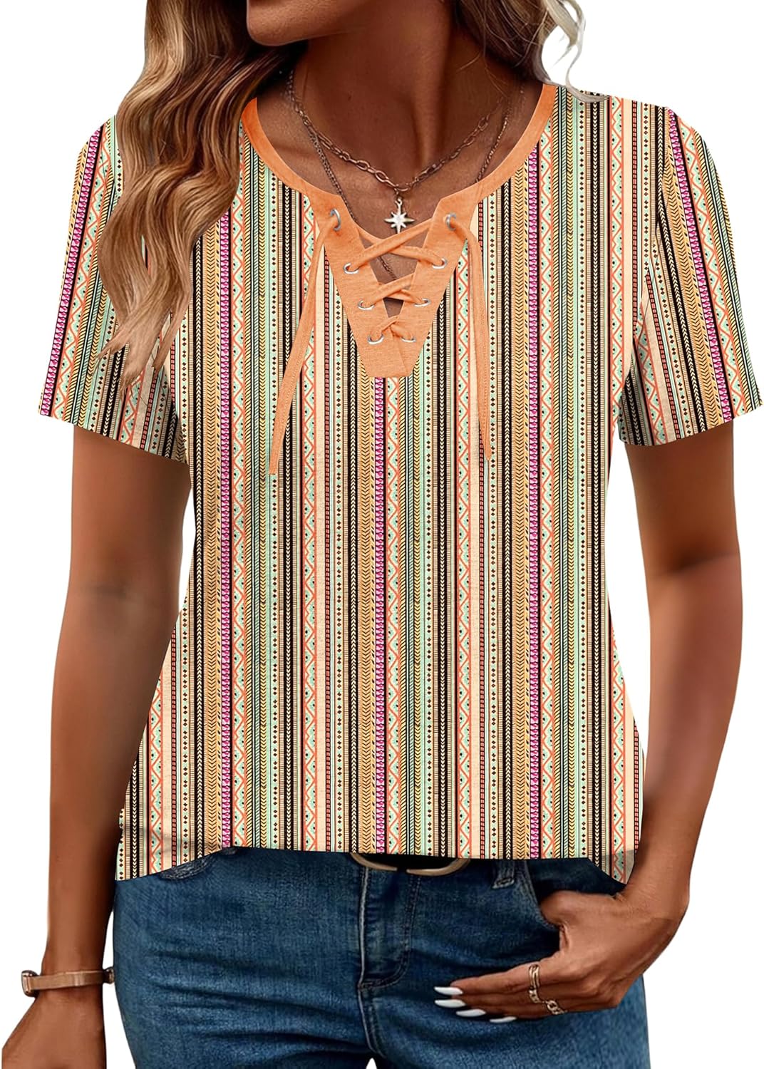Giorgia Maglia Donna – Scollo V Incrociato, Maniche Corte, Casual Elegante Estiva
