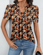 Valentina Top Femme – Col V, Manches Bouffantes, Blouse Décontractée Élégante