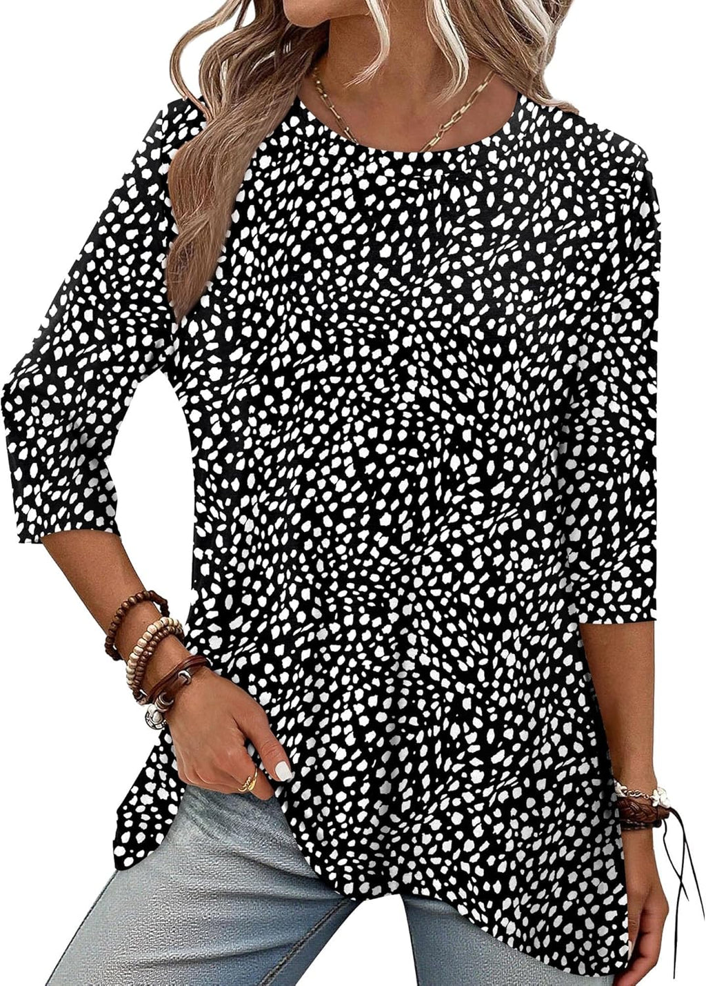 Elena Tunica Donna – Manica 3/4, Lunga, Girocollo, Loose Fit Casual Elegante