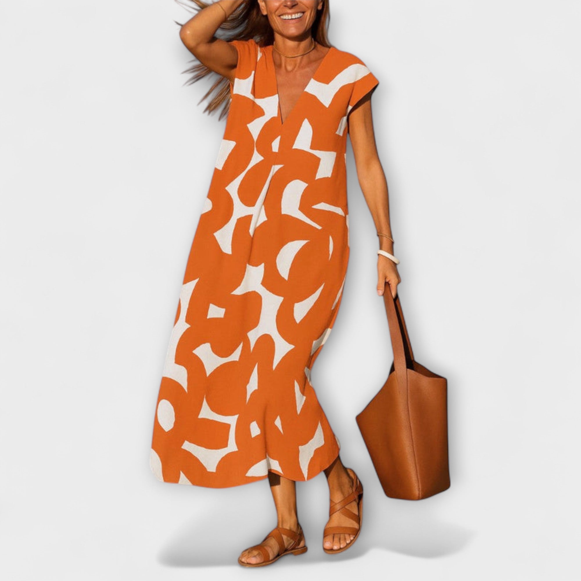 Sorisa Vestido Mujer Escote en V – Vestido Ligero y Fluido, Estilo Versátil Casual Chic