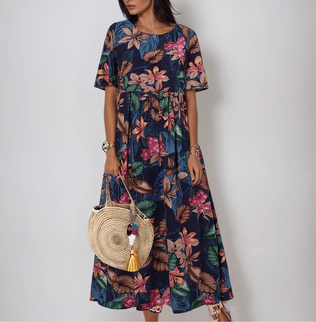 Graceful Bloom Abito Donna Floreale – Vestito A-Line Estivo Elegante Casual Chic