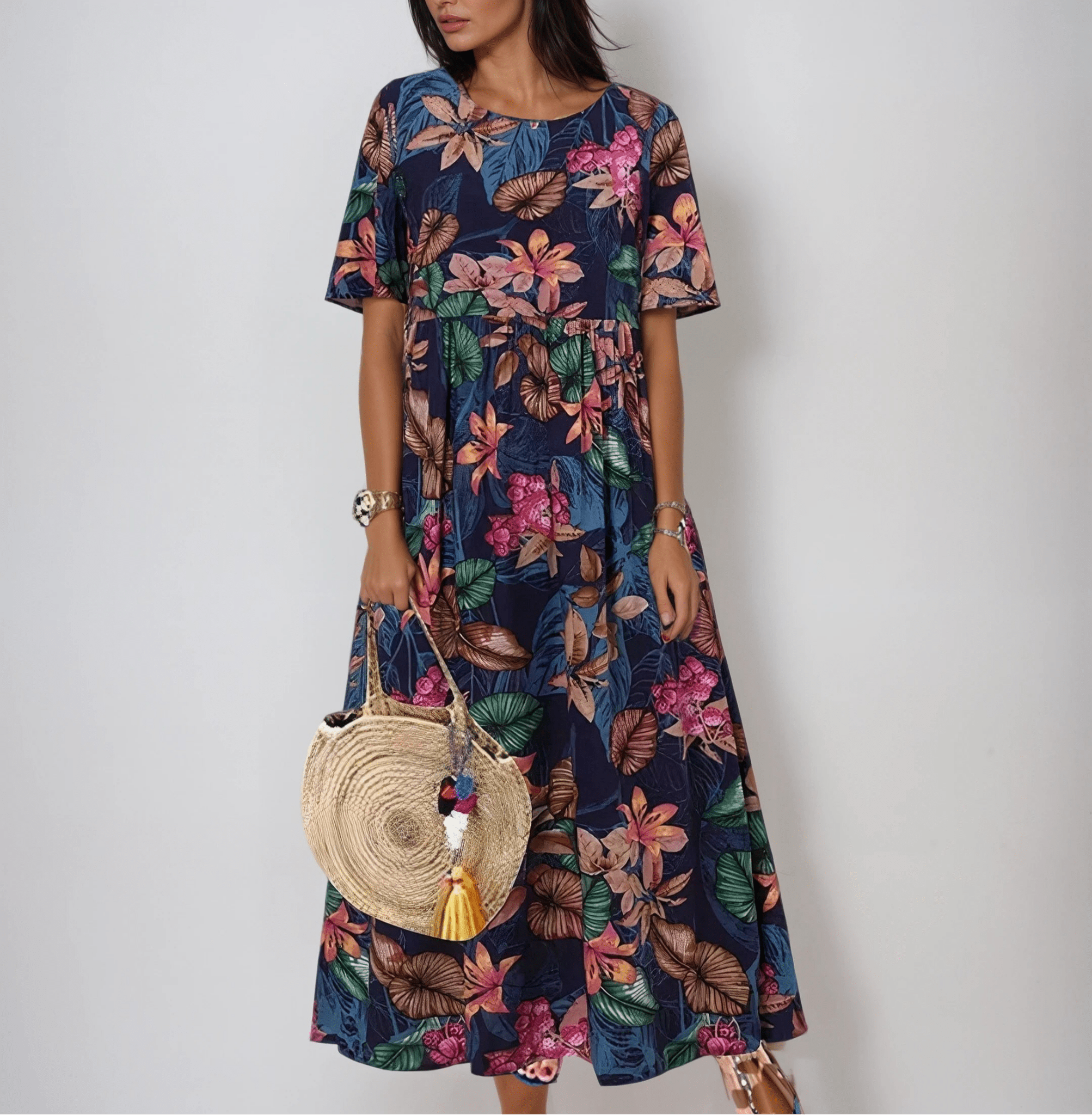 Graceful Bloom Abito Donna Floreale – Vestito A-Line Estivo Elegante Casual Chic