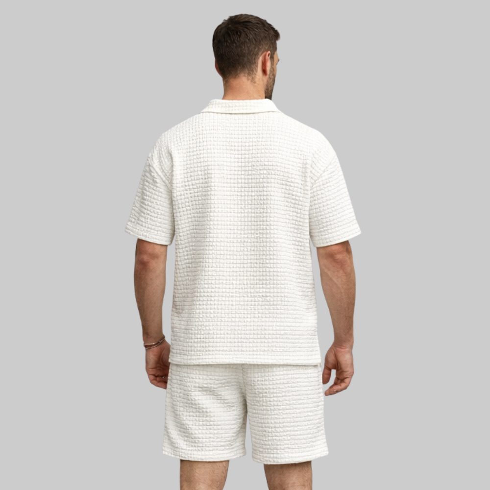 Alex Ensemble Homme Été Waffle – Tenue Décontractée avec Zip et Col Respirant