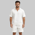 Alex Ensemble Homme Été Waffle – Tenue Décontractée avec Zip et Col Respirant