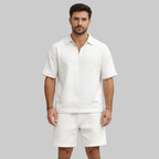 Alex Ensemble Homme Été Waffle – Tenue Décontractée avec Zip et Col Respirant