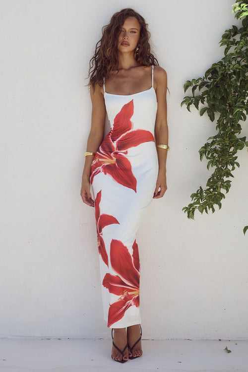 Amber Floral Fitted Women's Dress – Elegant Slim Dress, Chic Versatile Print