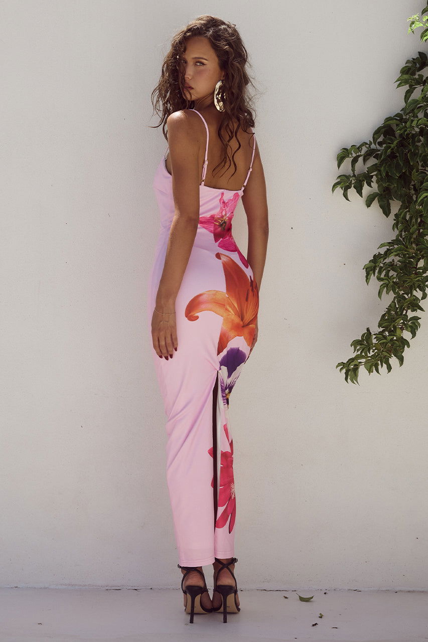 Amber Robe Femme Florale Ajustée – Robe Élégante Slim, Imprimé Chic Polyvalent