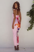 Amber Robe Femme Florale Ajustée – Robe Élégante Slim, Imprimé Chic Polyvalent