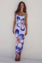 Amber Robe Femme Florale Ajustée – Robe Élégante Slim, Imprimé Chic Polyvalent