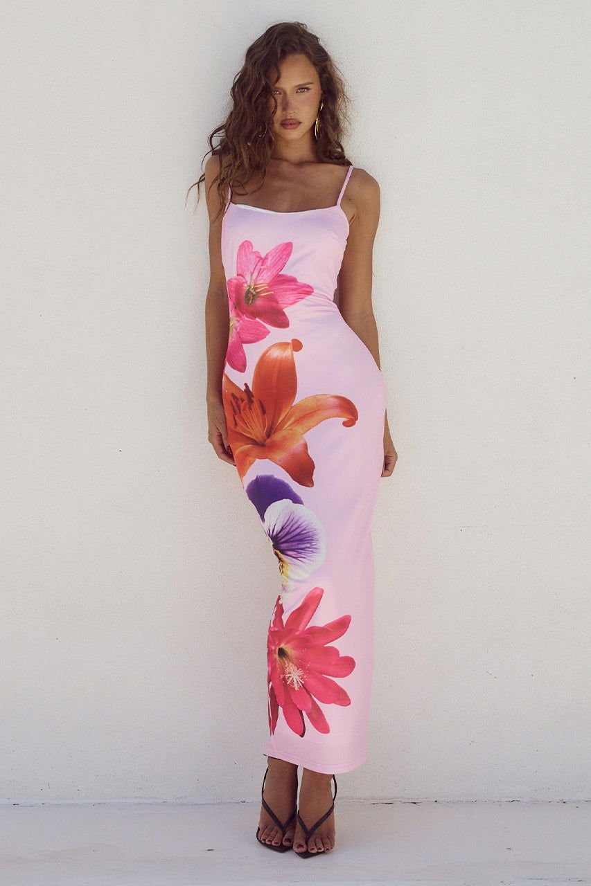 Amber Robe Femme Florale Ajustée – Robe Élégante Slim, Imprimé Chic Polyvalent