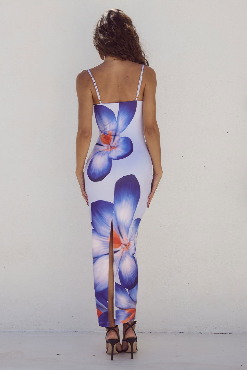 Amber Robe Femme Florale Ajustée – Robe Élégante Slim, Imprimé Chic Polyvalent