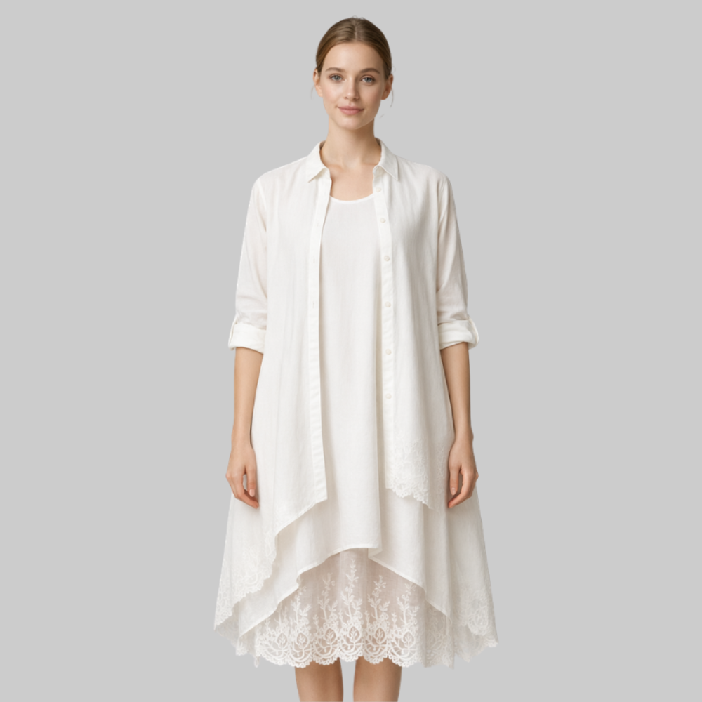Aurora Vestido Maxi Boho Mujer – Vestido de 2 Piezas con Camisa Oversize Elegante de Verano