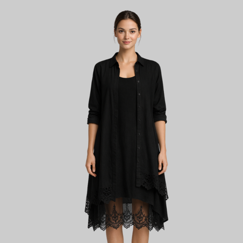 Aurora Robe Maxi Boho Femme – Robe 2 pièces avec chemise oversize élégante d'été