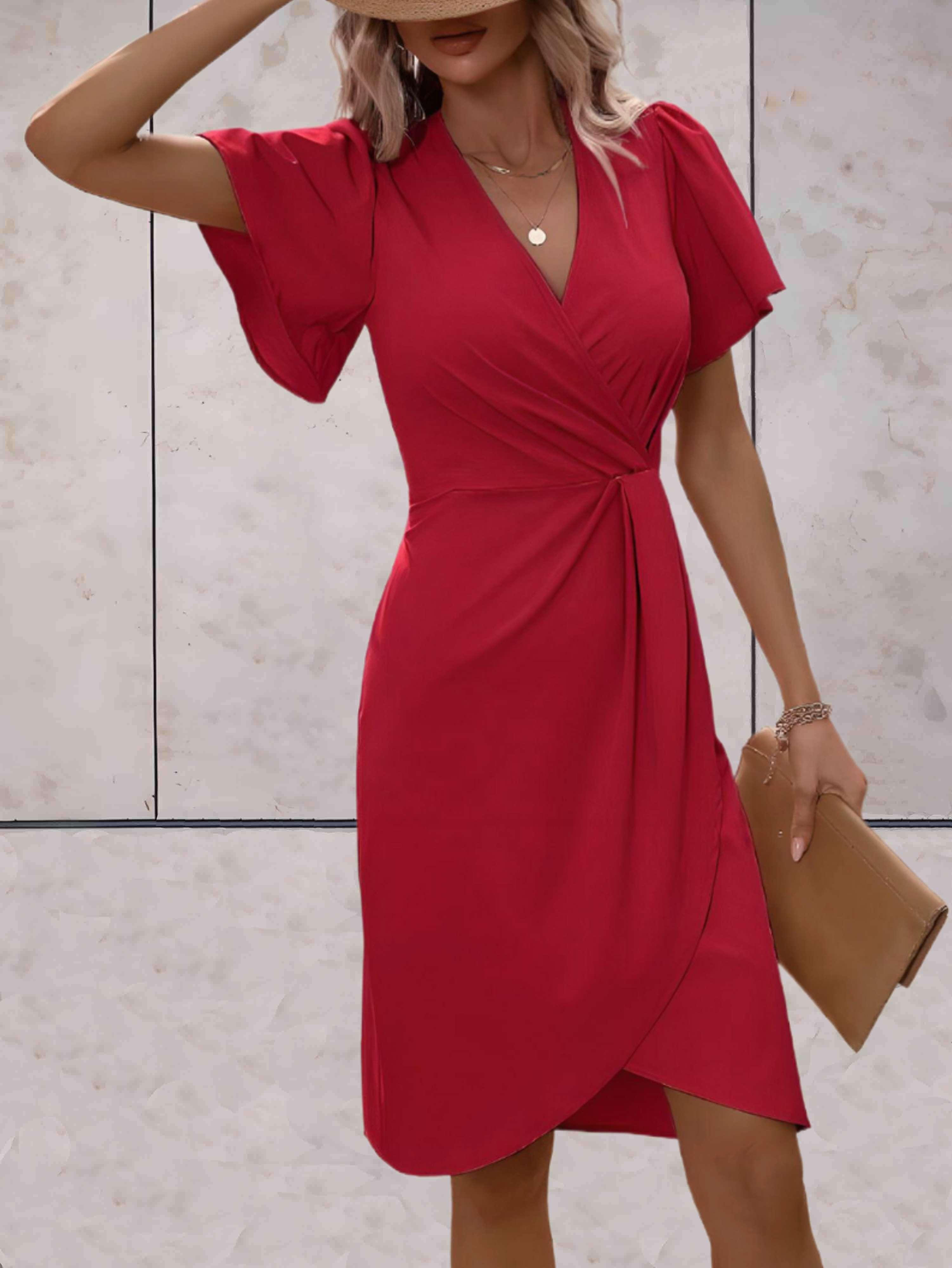 Brynlee Vestito Donna Incrociato – Scollatura a V Elegante & Stile Versatile