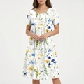 Sofia Abito Donna Midi Floreale – A-Line, Plissé, Tasche Elegante Casual