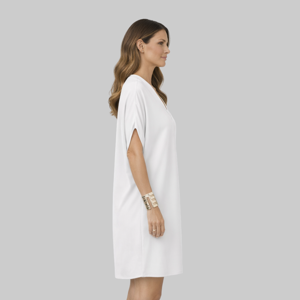 Bianca Abito Donna Estivo Elegante – Vestito con Scollo a V e Maniche Split Fluido