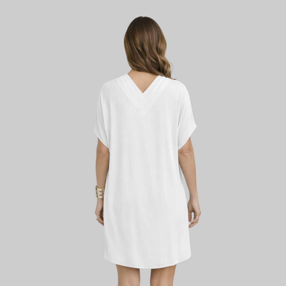 Bianca Abito Donna Estivo Elegante – Vestito con Scollo a V e Maniche Split Fluido