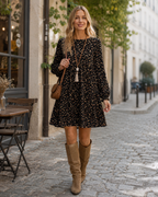 Louisa Damen Boho-Kleid – Blumenkleid mit langen Ärmeln und Volant-Saum