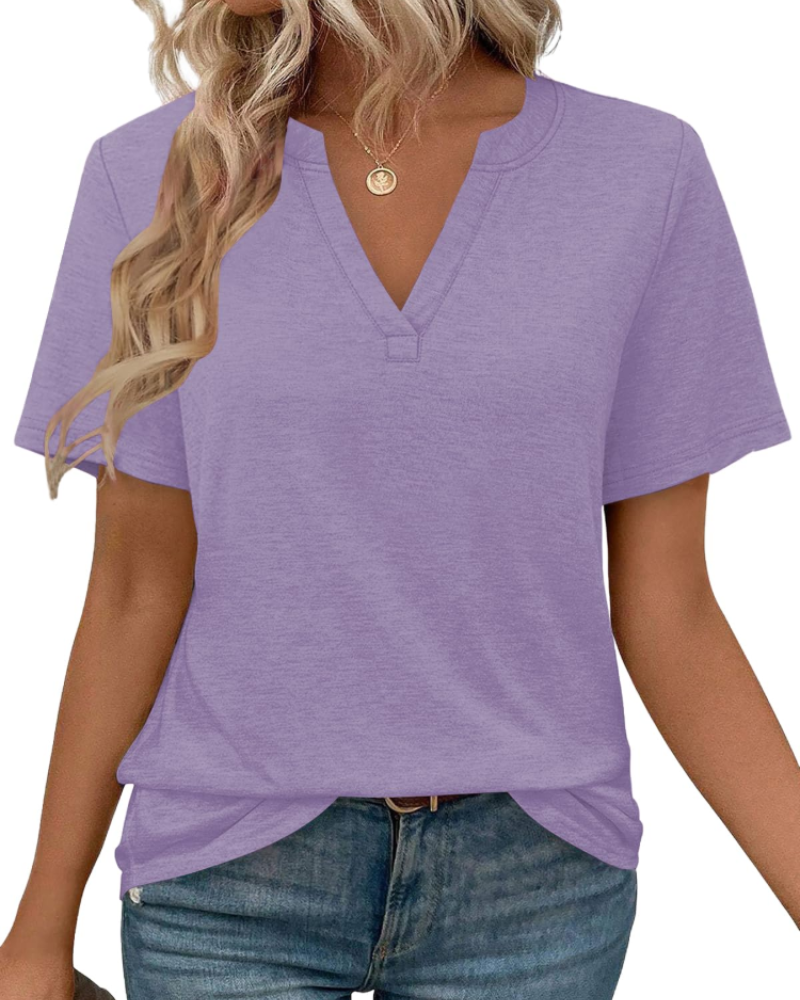 Γυναικείο T-Shirt Vanessa – Τοπ με V λαιμόκοψη, κοντά μανίκια και άνετη εφαρμογή