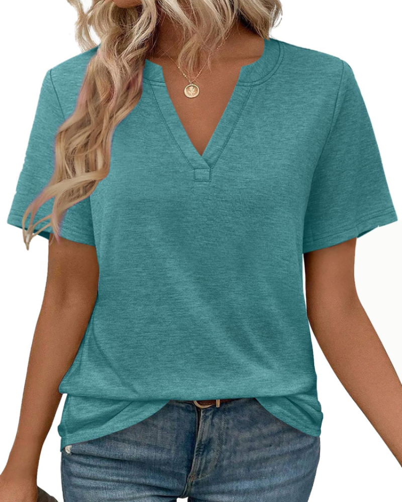 Γυναικείο T-Shirt Vanessa – Τοπ με V λαιμόκοψη, κοντά μανίκια και άνετη εφαρμογή