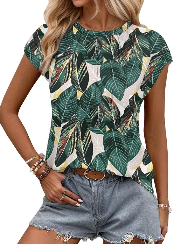 Γυναικείο T-Shirt Amelia – Καλοκαιρινό Τοπ με Μανίκια Φτερό, Πτυχώσεις & Άνετη Εφαρμογή