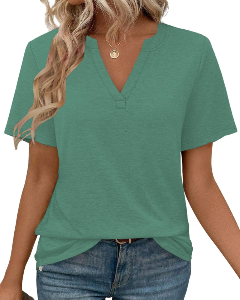 Γυναικείο T-Shirt Vanessa – Τοπ με V λαιμόκοψη, κοντά μανίκια και άνετη εφαρμογή