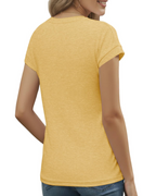 Nora T-shirt til kvinder – Top med rund hals, dekorative folder og korte ærmer