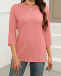 Γυναικείο T-Shirt Bella – Τοπ με στρογγυλή λαιμόκοψη, μανίκια 3/4 και άνετη εφαρμογή