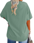 Camiseta Grace para mujer – Top talla grande con escote en V, mangas tres cuartos y ajuste holgado