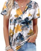 Camiseta Vanessa para mujer – Top con escote en V, mangas cortas y ajuste holgado