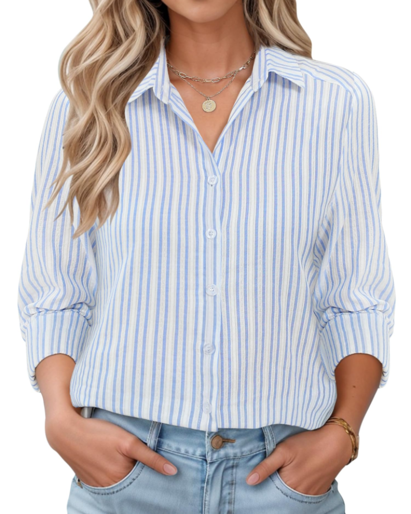 Sophie Camicia Donna – Blusa in Cotone a Quadri con Bottoni, Colletto & Maniche Arrotolabili