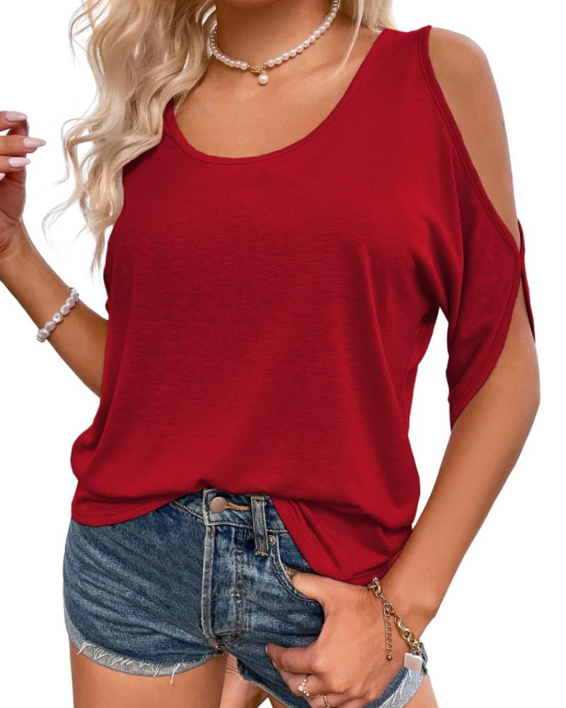 Sophie Top Donna – T-shirt z odkrytymi ramionami, szerokim dekoltem i wiązaniem z tyłu