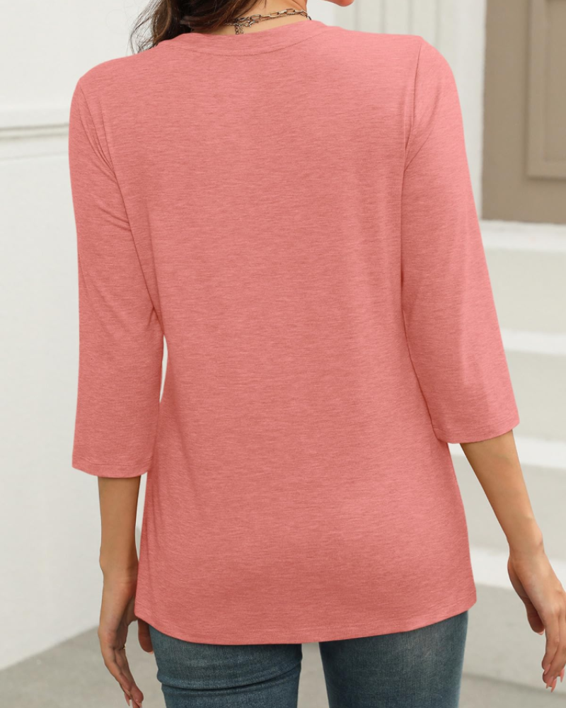 Γυναικείο T-Shirt Bella – Τοπ με στρογγυλή λαιμόκοψη, μανίκια 3/4 και άνετη εφαρμογή