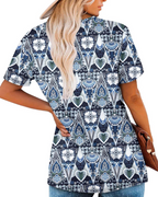 Emma Women's Blouse – Soft Top with Square Neckline, Vibrant Print & Short Sleeves